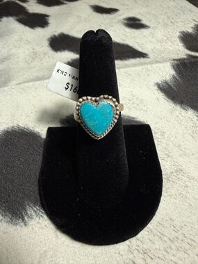 Turquoise Heart Sterling-Style Ring - Blue Heart